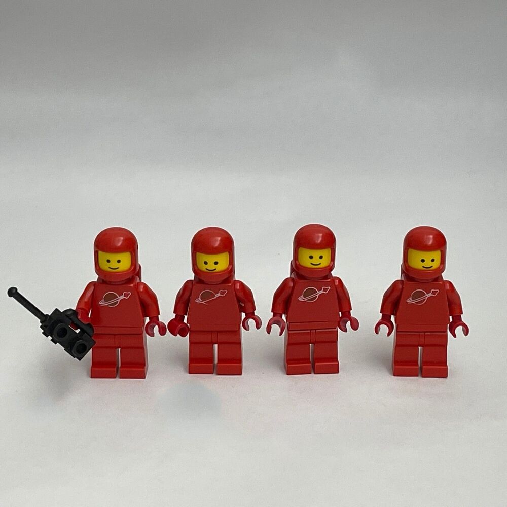 Vintage Lego Red Minifigs Figures Replacement Parts Pieces Lot of 4